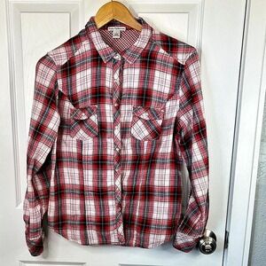 Dalia Collection Red and White Plaid Shirt - L